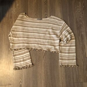 beige and stripe knit lounge set